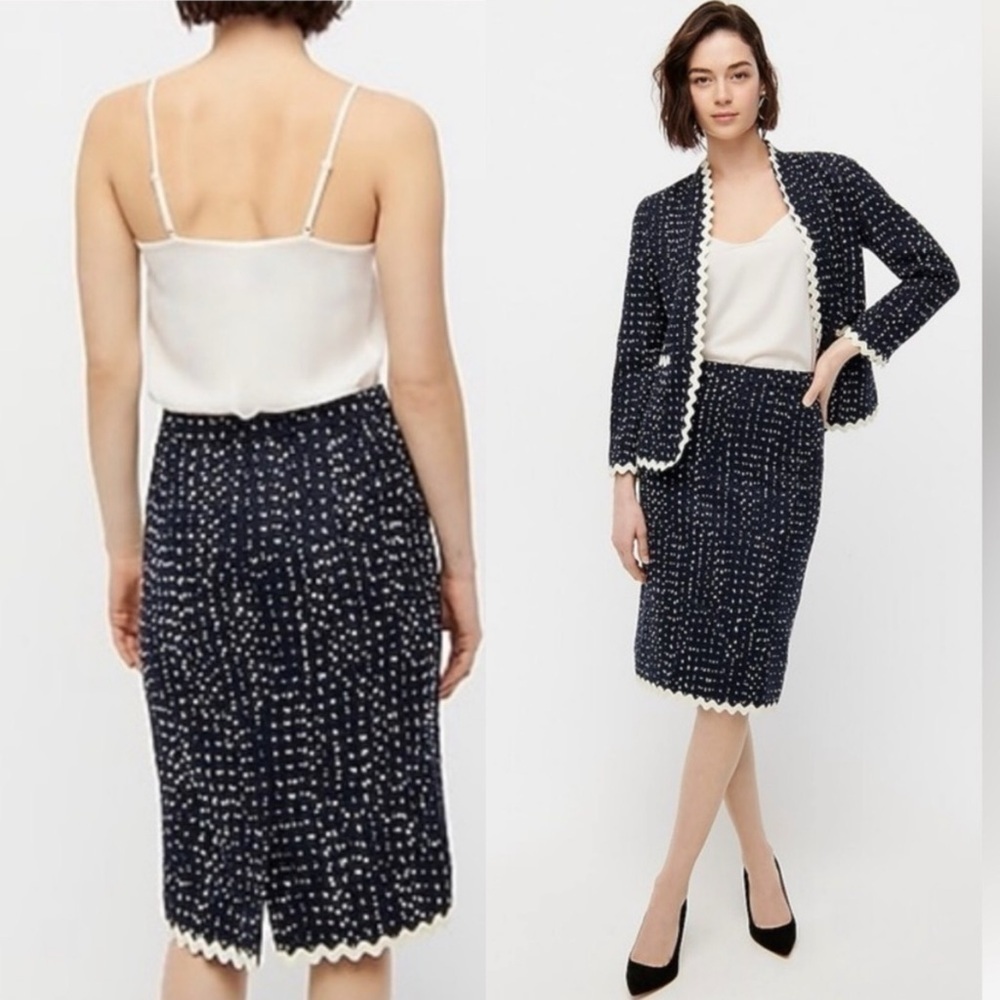 J CREW No. 2 Pencil Skirt in Navy Spotted Tweed NWT Size 4